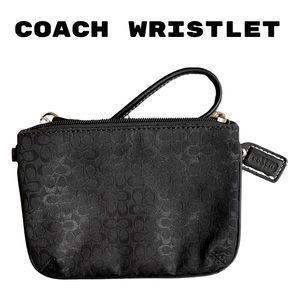 Coach Optic C Black Silver Glitter Wristlet w/ Tag